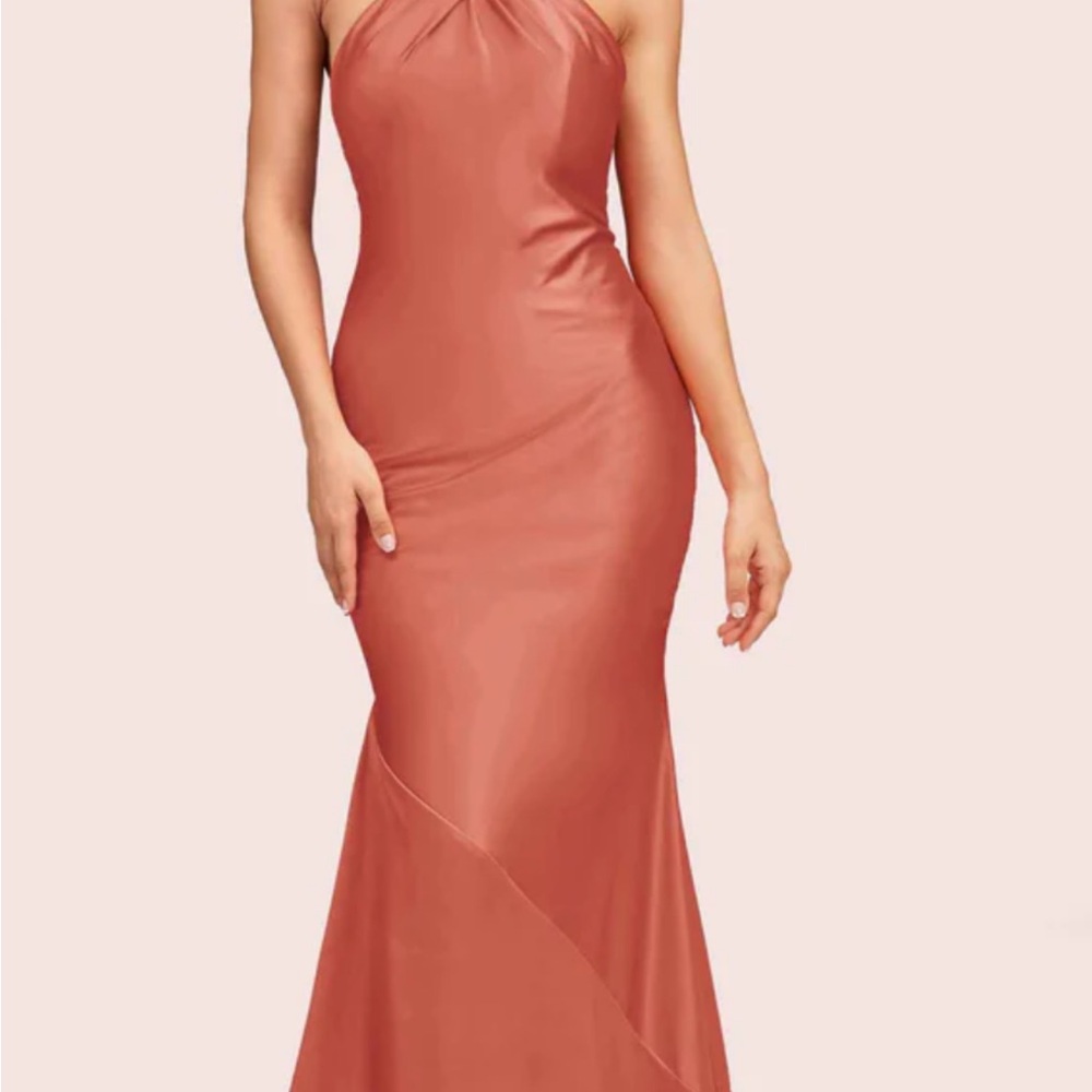 Elegant Coral Halter Dress